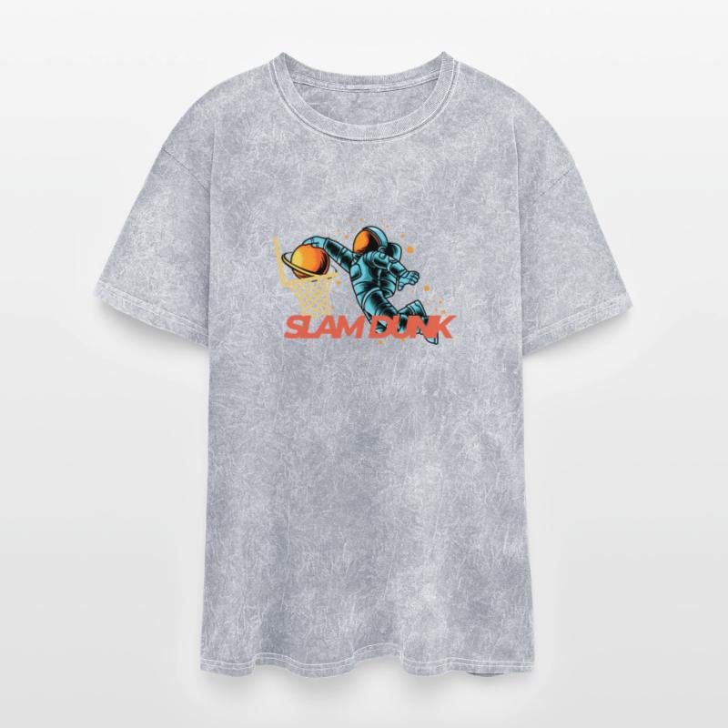 Astronaut basketball slam dunk in space