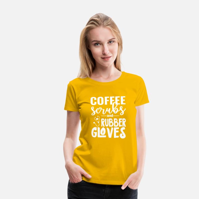Coffee Scrubs And Rubber Gloves For Nurses Cna