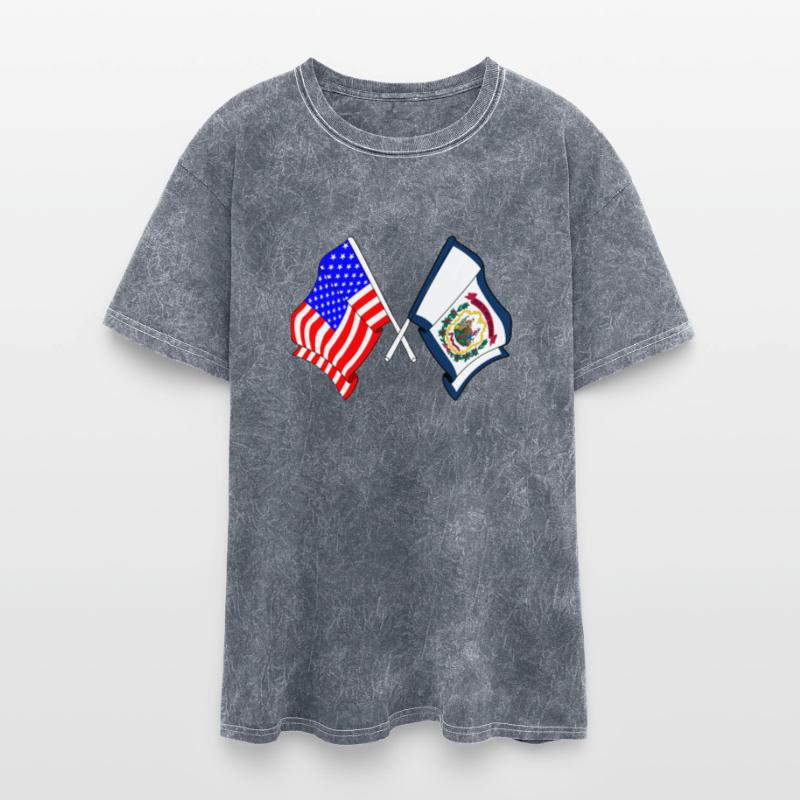 Flag USA and state West Virginia crossed