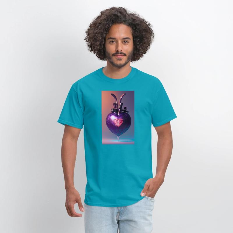 Modern Art Heart Robotic Futuristic Purple Design