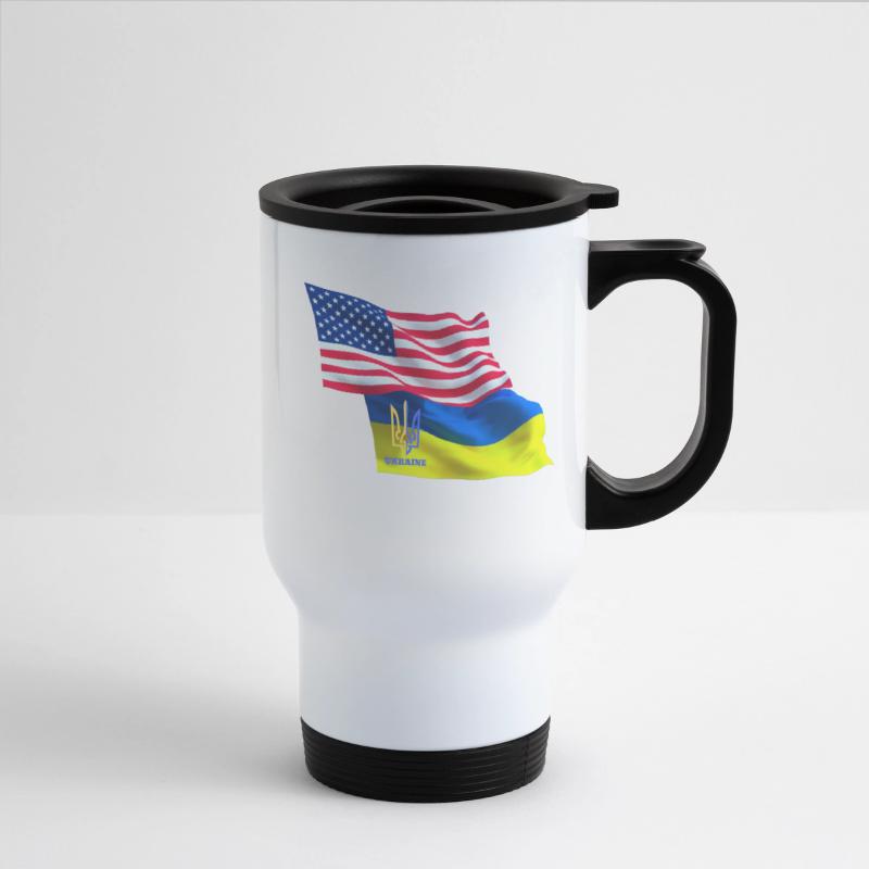USA flag, Ukrainian emblem, Ukraine