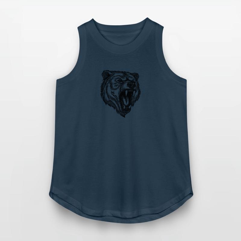 Wild Evil Bear Head With Sharp Teeth