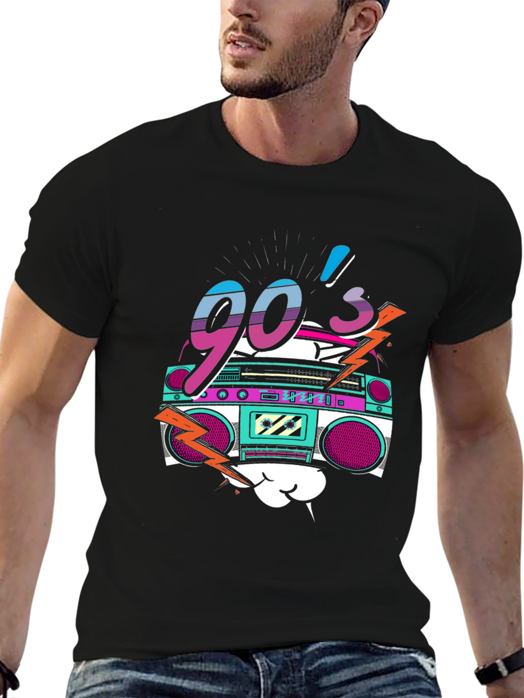 90s Retro Boombox Graphic Tee