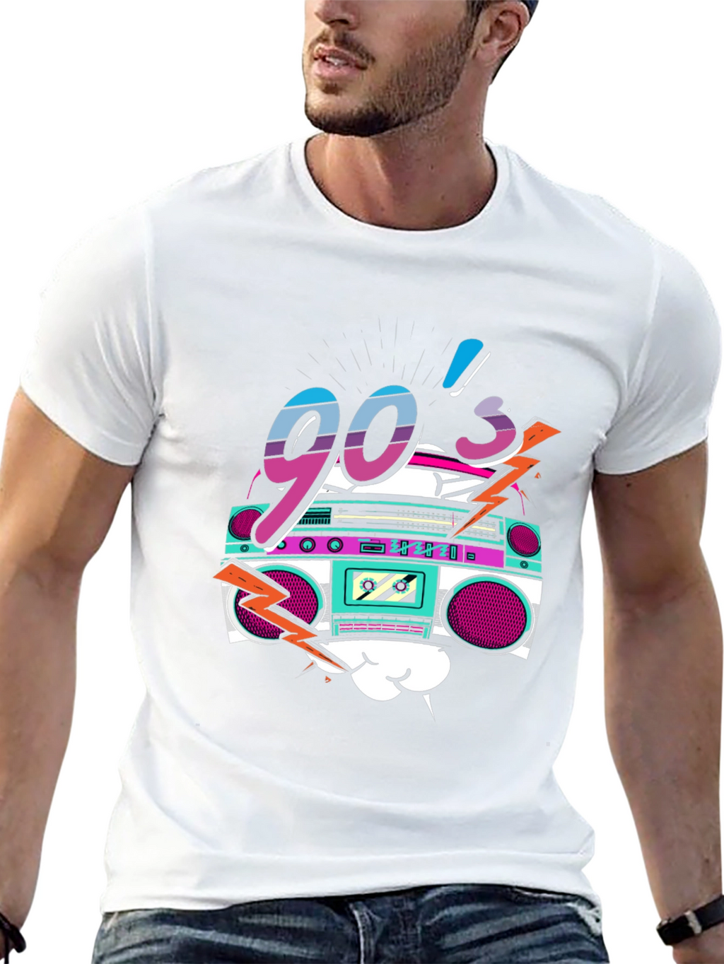 90s Retro Boombox Graphic Tee