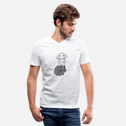 2 Rabbit Friends Team Crew Couple Two sitting head