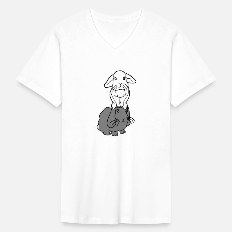 2 Rabbit Friends Team Crew Couple Two sitting head