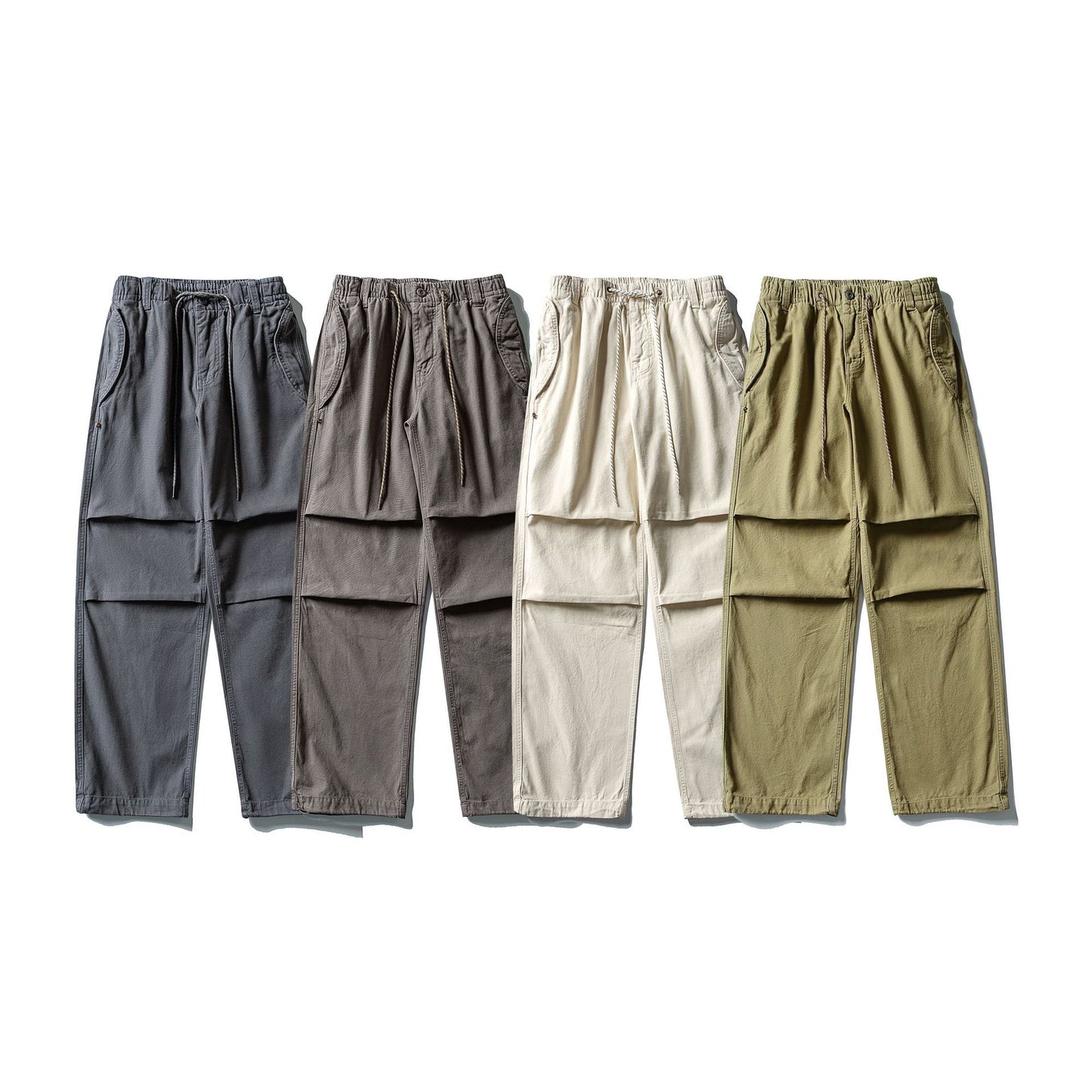 Casual Washed Cargo Pants Men Loose Straight Leg Paratrooper Pants