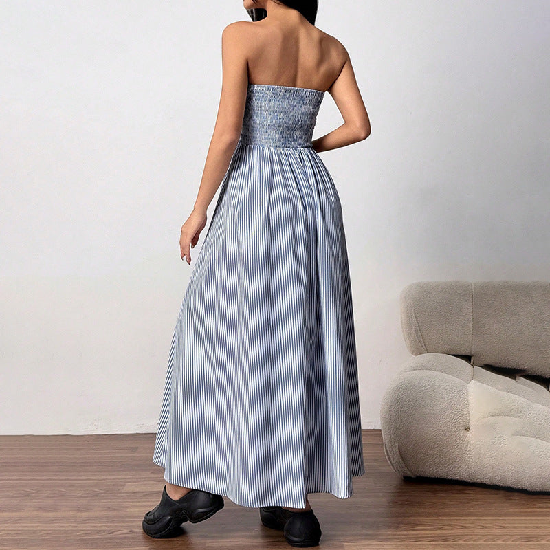 Fashion Chic Sexy Strapless Pocket Long Dress for Women
