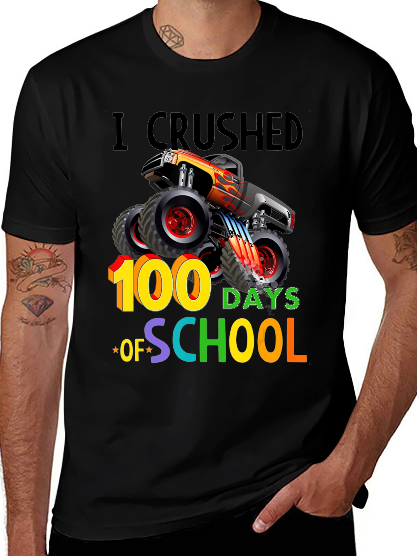 100 Days of School Monster Truck Graphic Tee