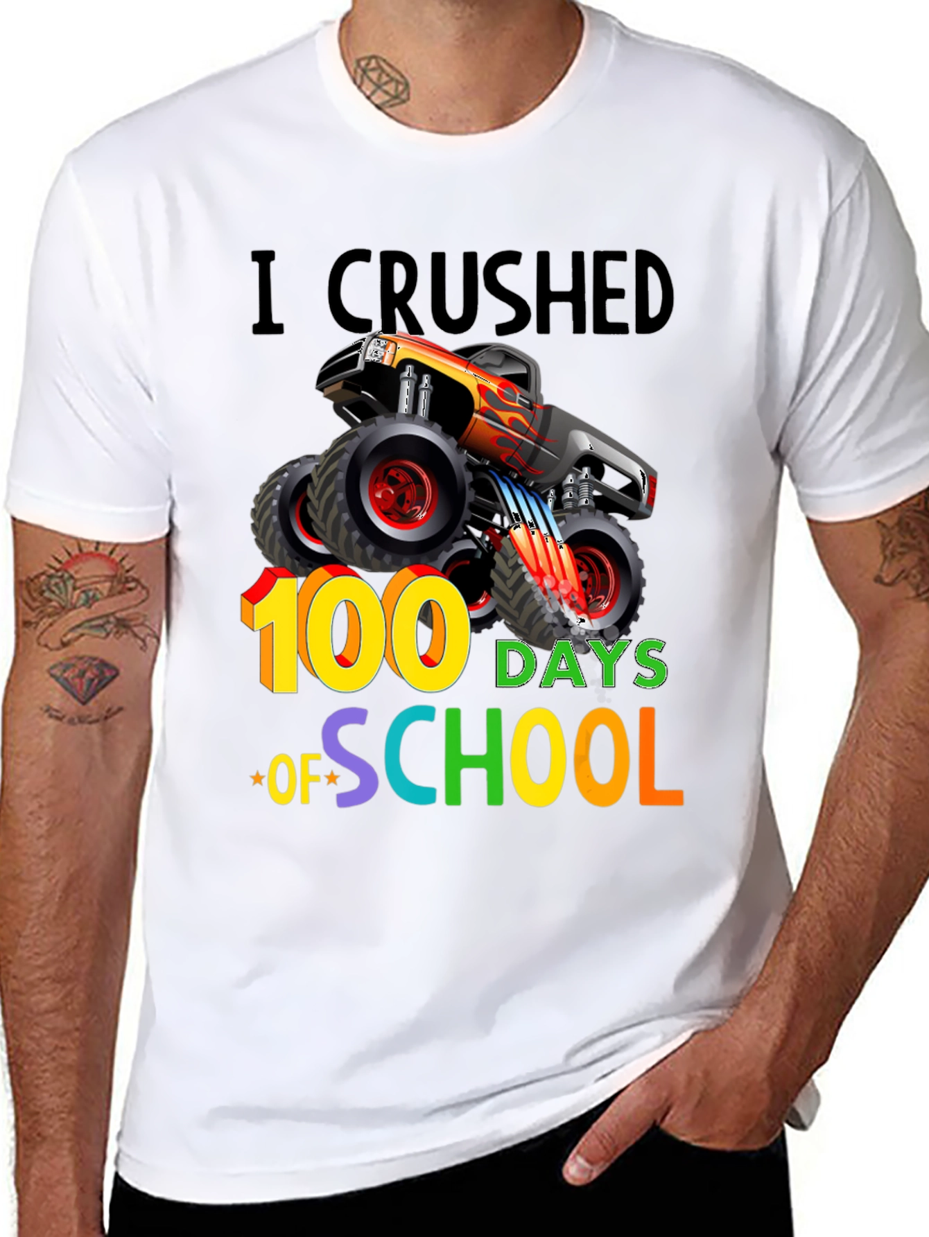 100 Days of School Monster Truck Graphic Tee