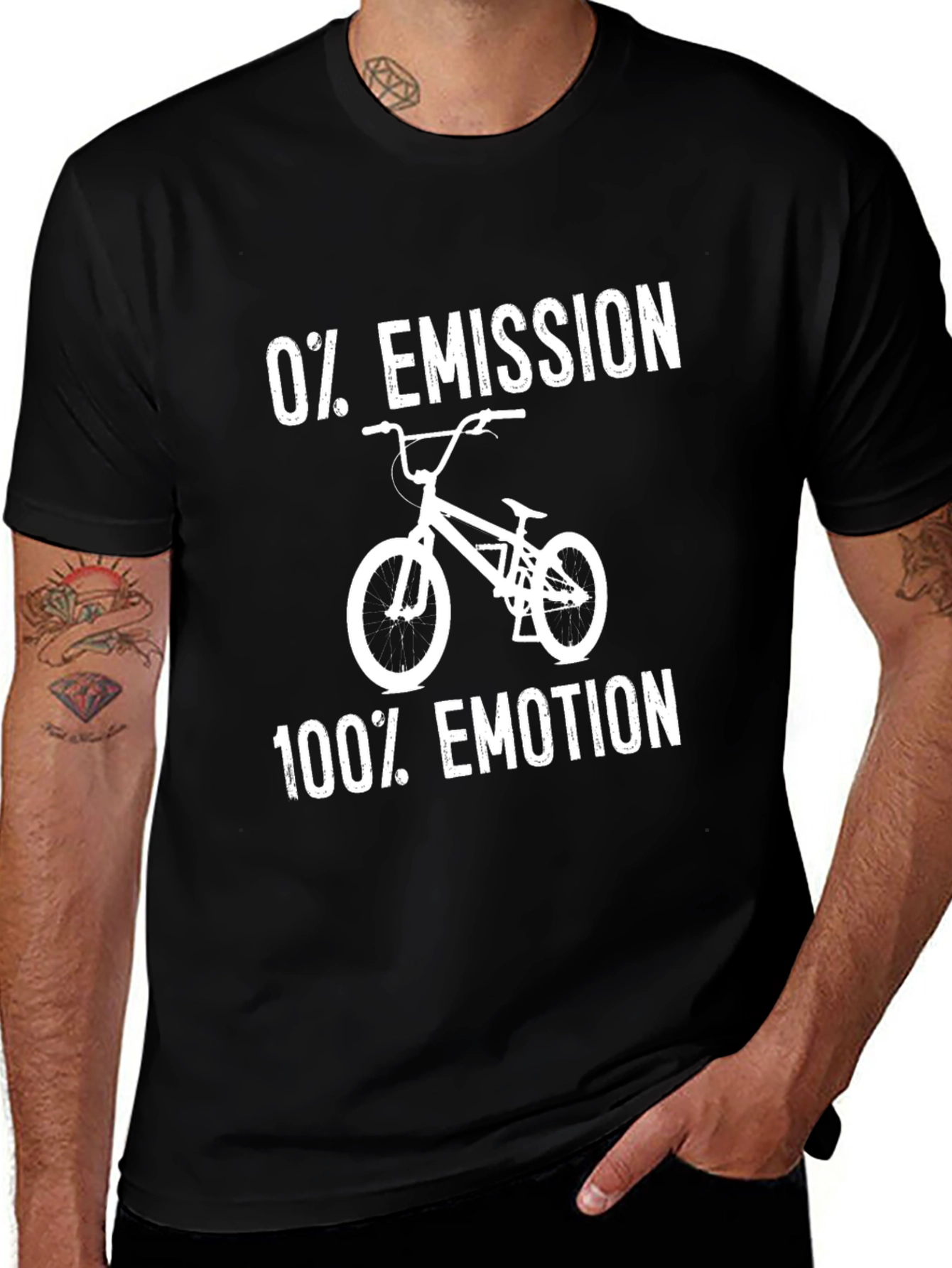 0% Emission 100% Emotion Black T-Shirt - Bicycle