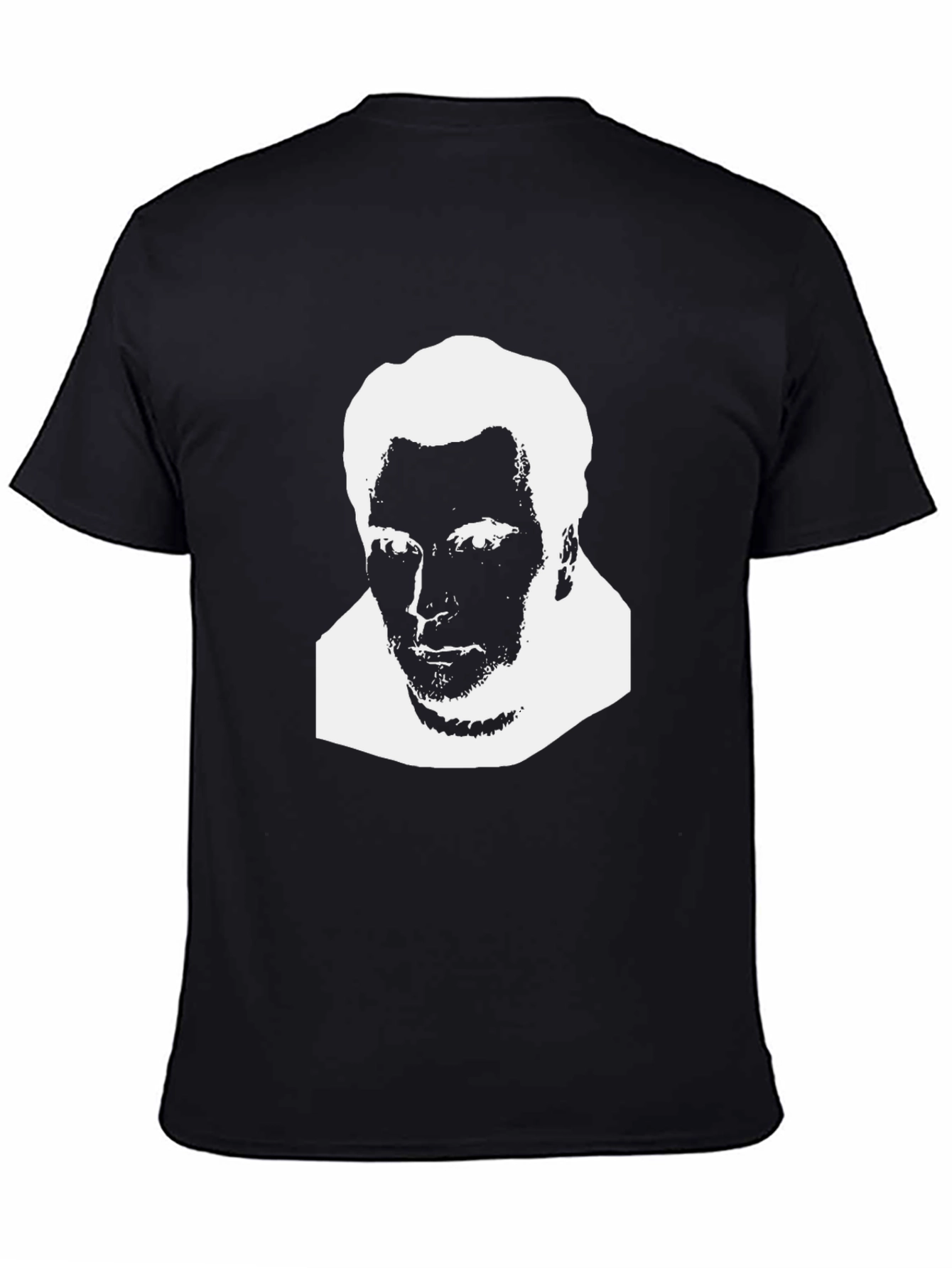 Abstract Black T-Shirt with White Face Design