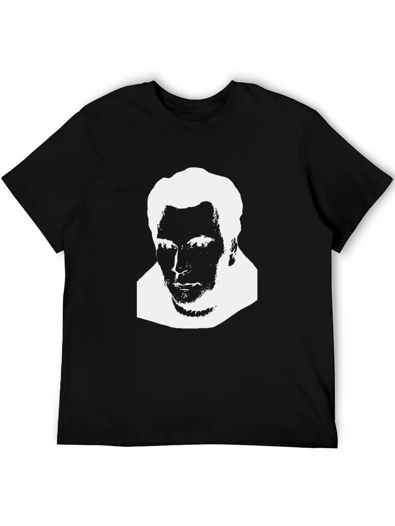 Abstract Black T-Shirt with White Face Design