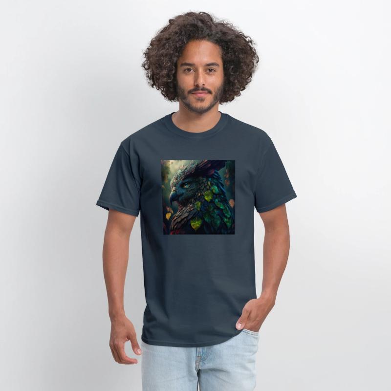 A close up of a bird with leaves on it s head