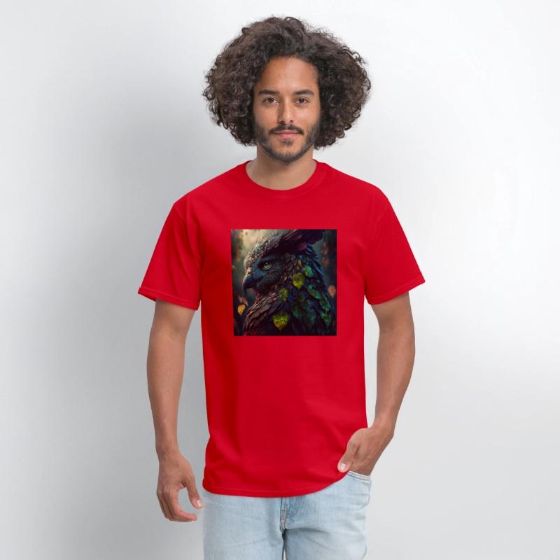 A close up of a bird with leaves on it s head