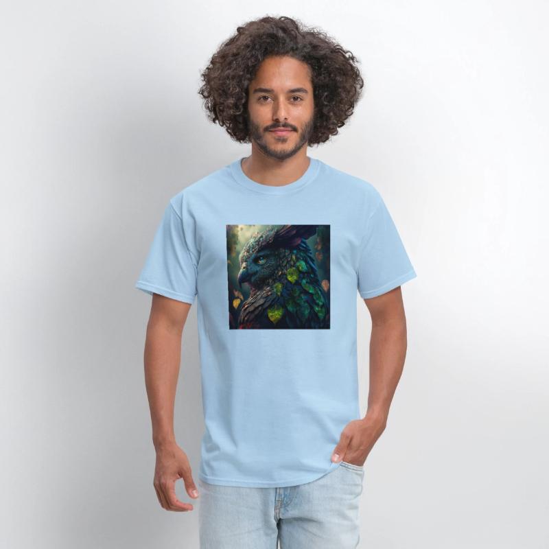 A close up of a bird with leaves on it s head