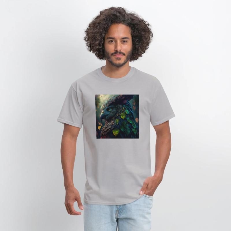 A close up of a bird with leaves on it s head