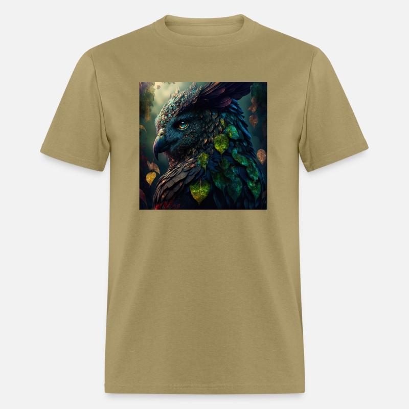 A close up of a bird with leaves on it s head