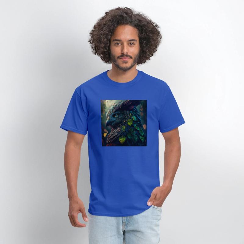 A close up of a bird with leaves on it s head