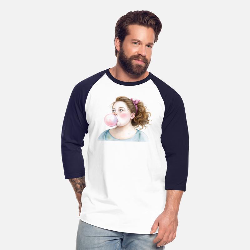 A girl blows a bubble from bubble gum.