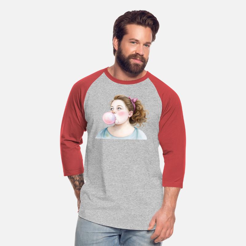 A girl blows a bubble from bubble gum.