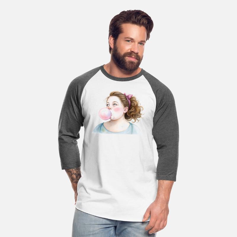 A girl blows a bubble from bubble gum.