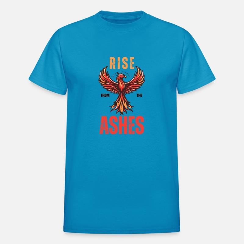 A phoenix Rises from the ashes, flaming phoenix