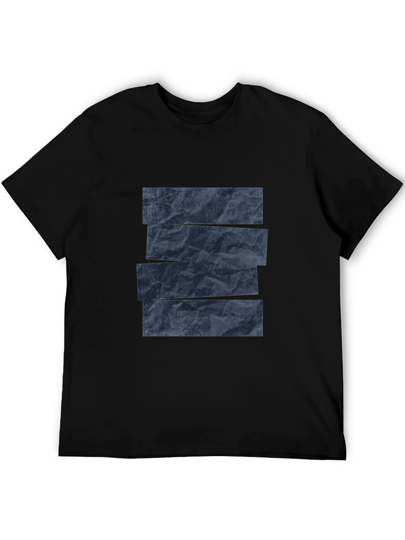 Abstract Dark Blue Patterned Crew Neck T-Shirt