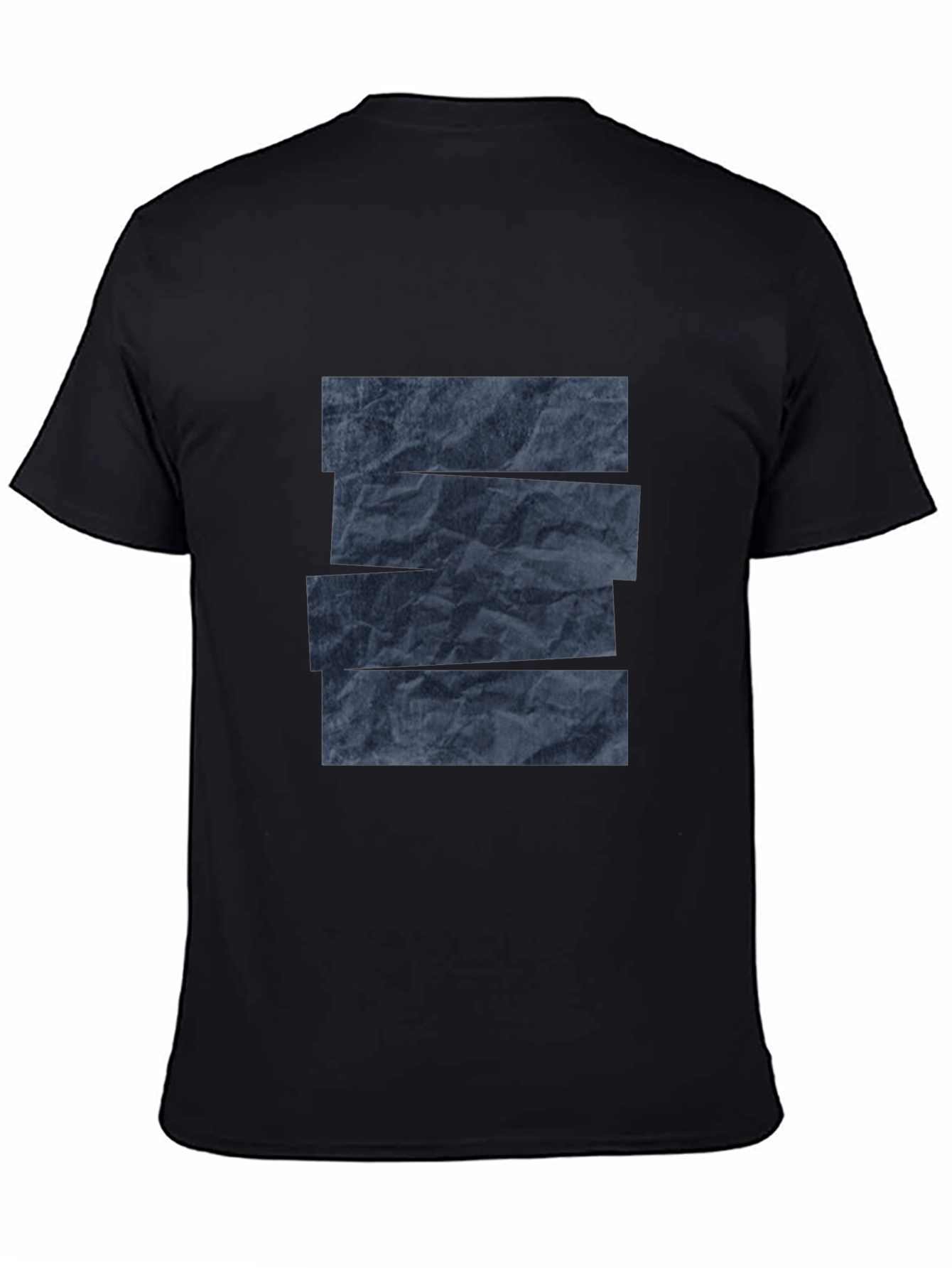 Abstract Dark Blue Patterned Crew Neck T-Shirt