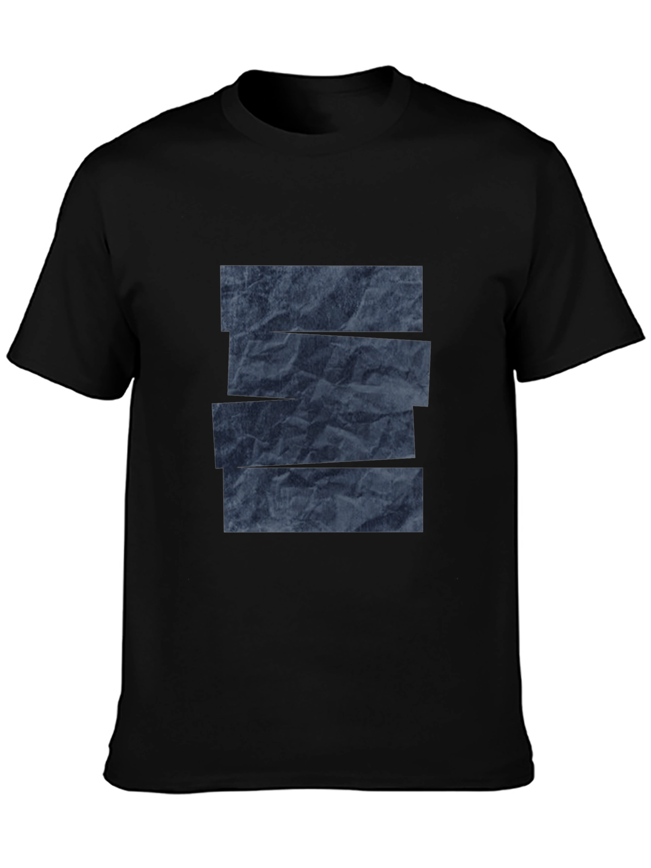 Abstract Dark Blue Patterned Crew Neck T-Shirt