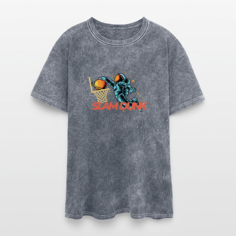 Astronaut basketball slam dunk in space