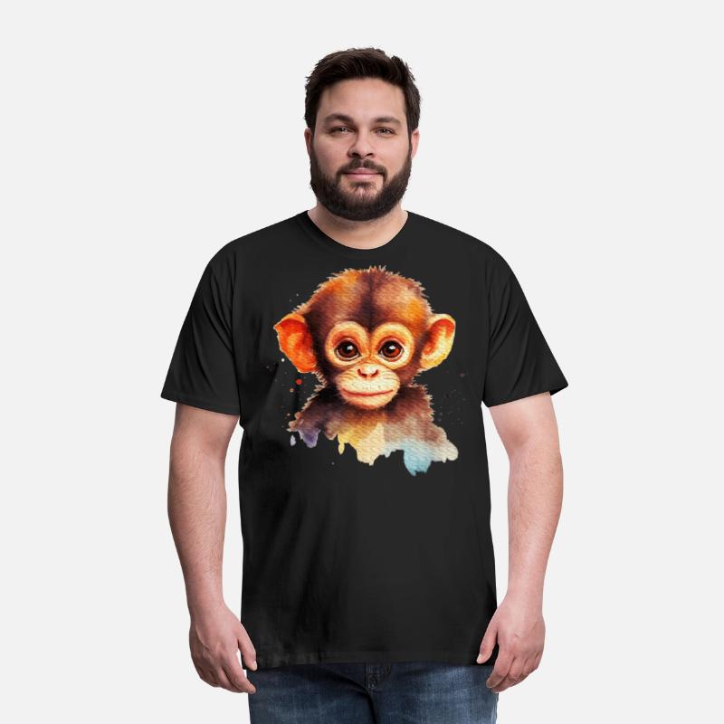 Baby Monkey Watercolor Portrait Chimp Ape Graphic