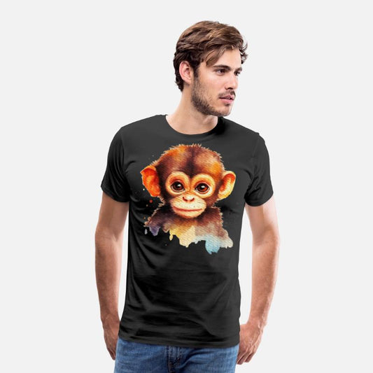 Baby Monkey Watercolor Portrait Chimp Ape Graphic