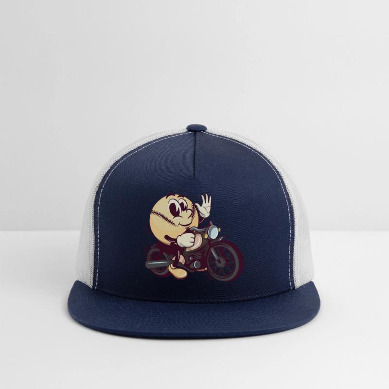 baseball cartoon riding a big motorcycle