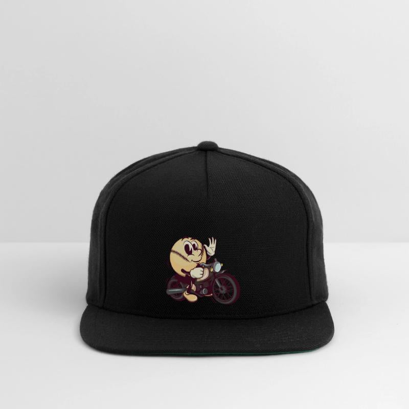 baseball cartoon riding a big motorcycle