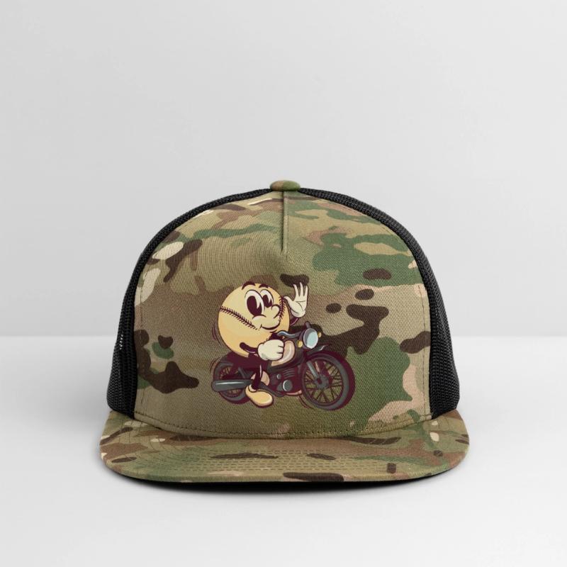 baseball cartoon riding a big motorcycle