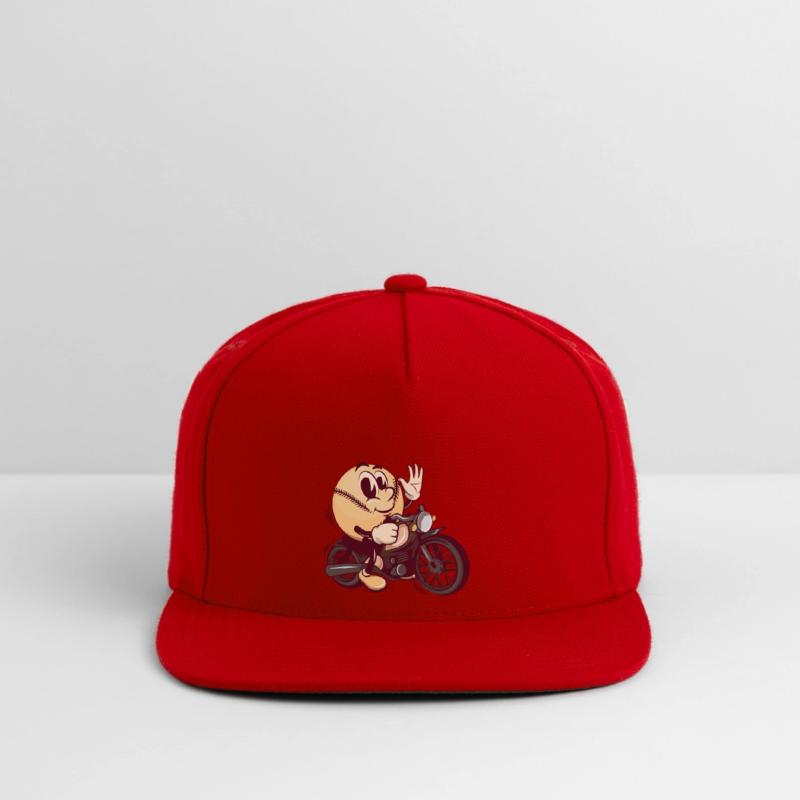 baseball cartoon riding a big motorcycle