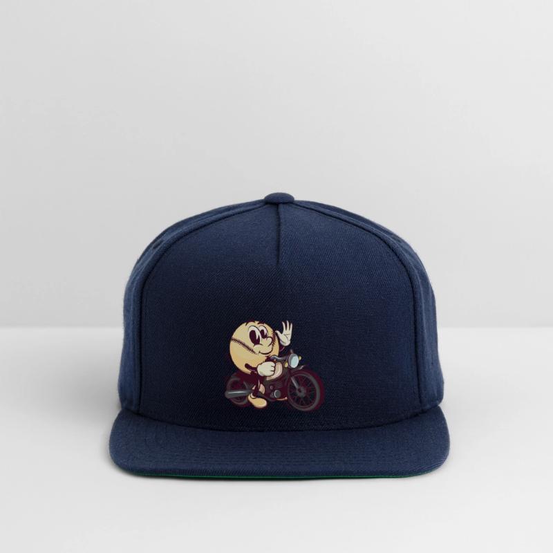 baseball cartoon riding a big motorcycle