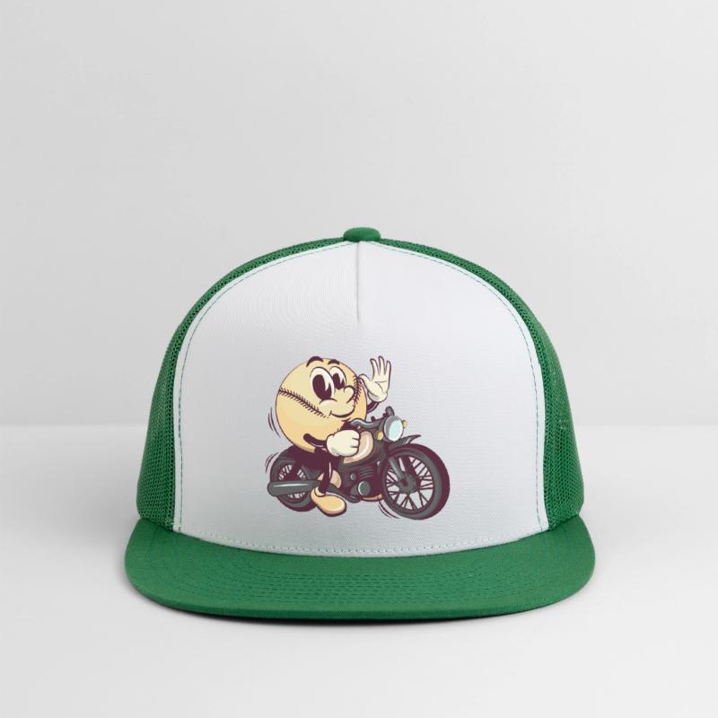 baseball cartoon riding a big motorcycle