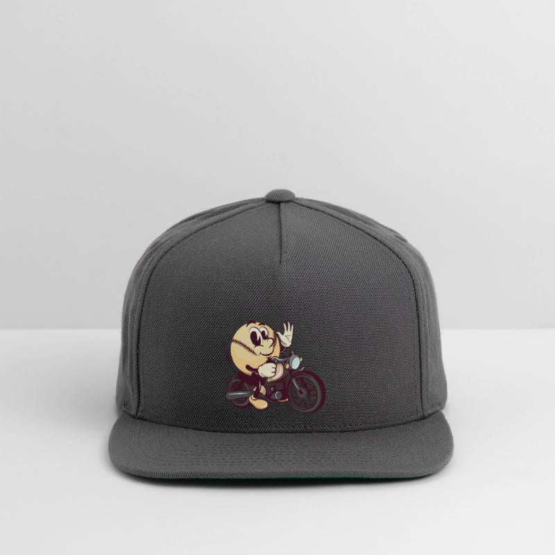 baseball cartoon riding a big motorcycle