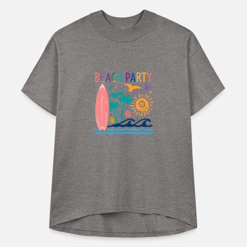 Beach Party With Surfboard And Palm Trees