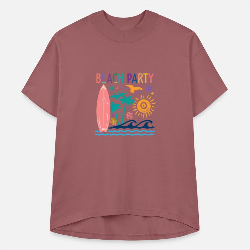 Beach Party With Surfboard And Palm Trees