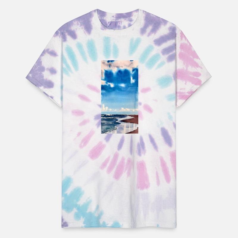 Blue Waves On Beach In Watercolors