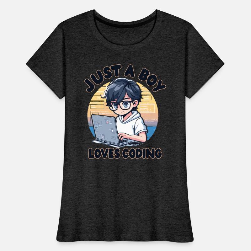 boy working with laptop, just a boy loves coding