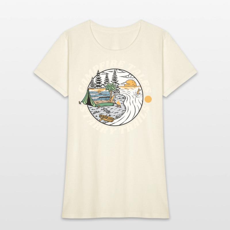 Campfire Tales Starry Trails Retro Camping T-shirt