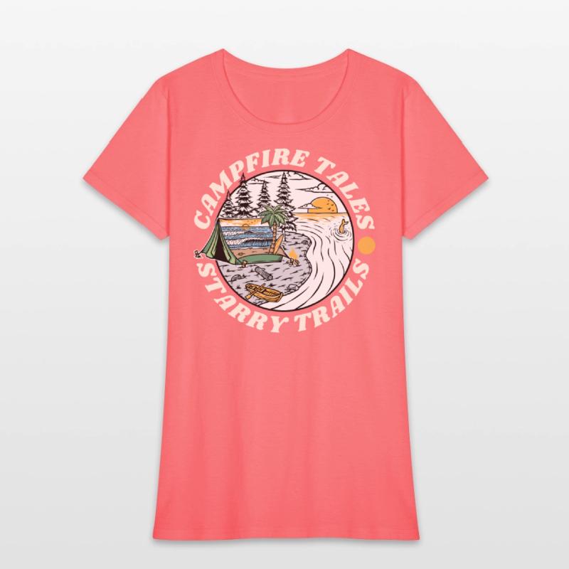 Campfire Tales Starry Trails Retro Camping T-shirt