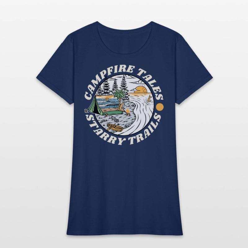 Campfire Tales Starry Trails Retro Camping T-shirt