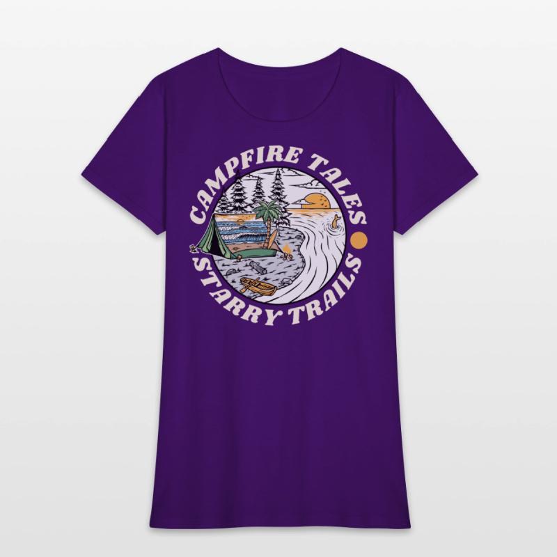 Campfire Tales Starry Trails Retro Camping T-shirt