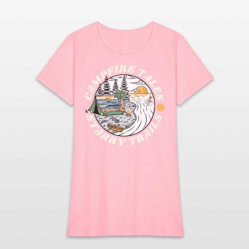 Campfire Tales Starry Trails Retro Camping T-shirt