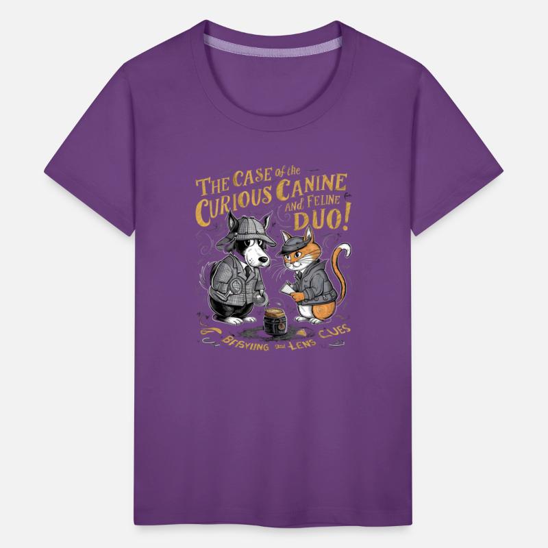 cat and dog detective case kids SHIRT gift
